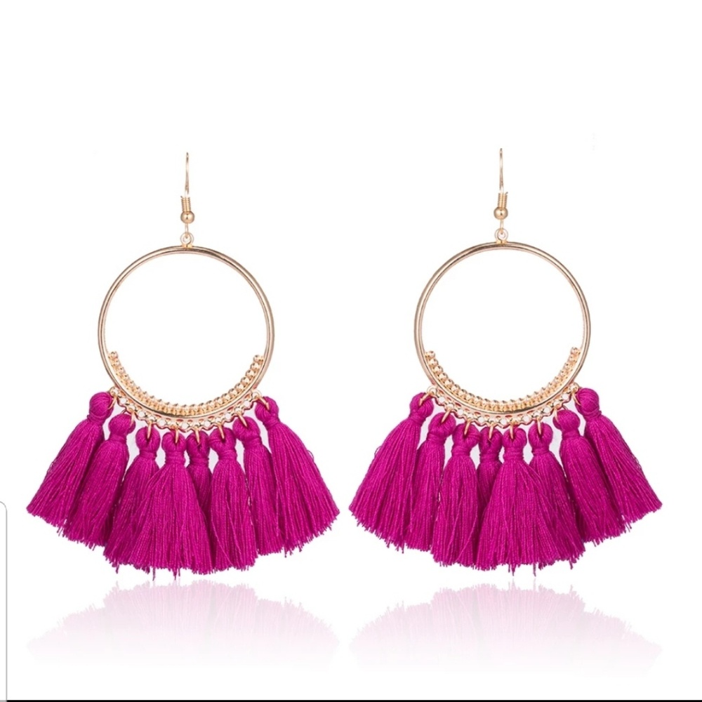 Circle Tassel Earrings Fashion Plum